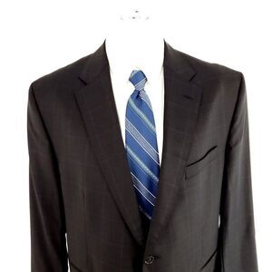 Jack Victor Loro Piana Super 130s Wool 2 Button Blazer 42S Brown‎ Windowpane